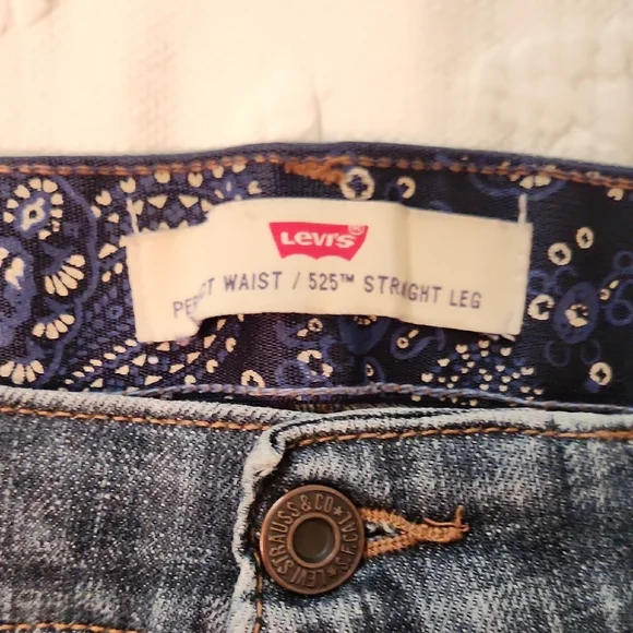 Levi's 525 Perfect Waist Blue Straight Leg Jeans size 16S - Picture 4 of 6
